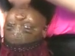 Chubby Black Ghetto Slut Gagging On White Dick
