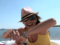 Look at Celeste Star messing around on motor boat