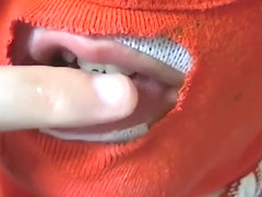 Fetish girl sucking licking hardly her wet salivating fingers erotic asmr