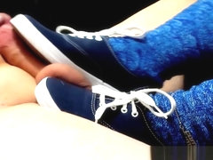 Cumshot on Keds Sneakers and Blue Knee High Socks