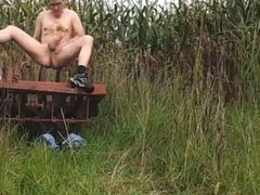 outdoor slut jerk his fat cock