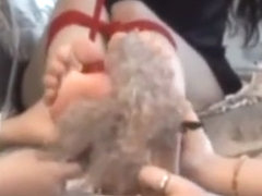 Numerous Chinese girls feet tied and tickled