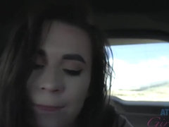 Ariel Grace knows that she can pay for a ride with a blowjob, and her trimmed pussy