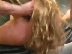 Lizzy London blonde teen chokes on dick