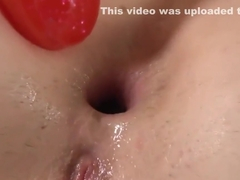 Lovely kitten is gaping wet twat in closeup and getting off