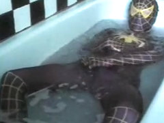 [REPOST] Raunchy Wetlook Bath 2: Black&Yellow Spidey Zentai