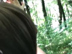 Forest fuck and BJ near the road!