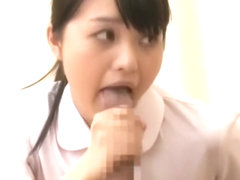 Japanese nurse with gloves having sex with patient